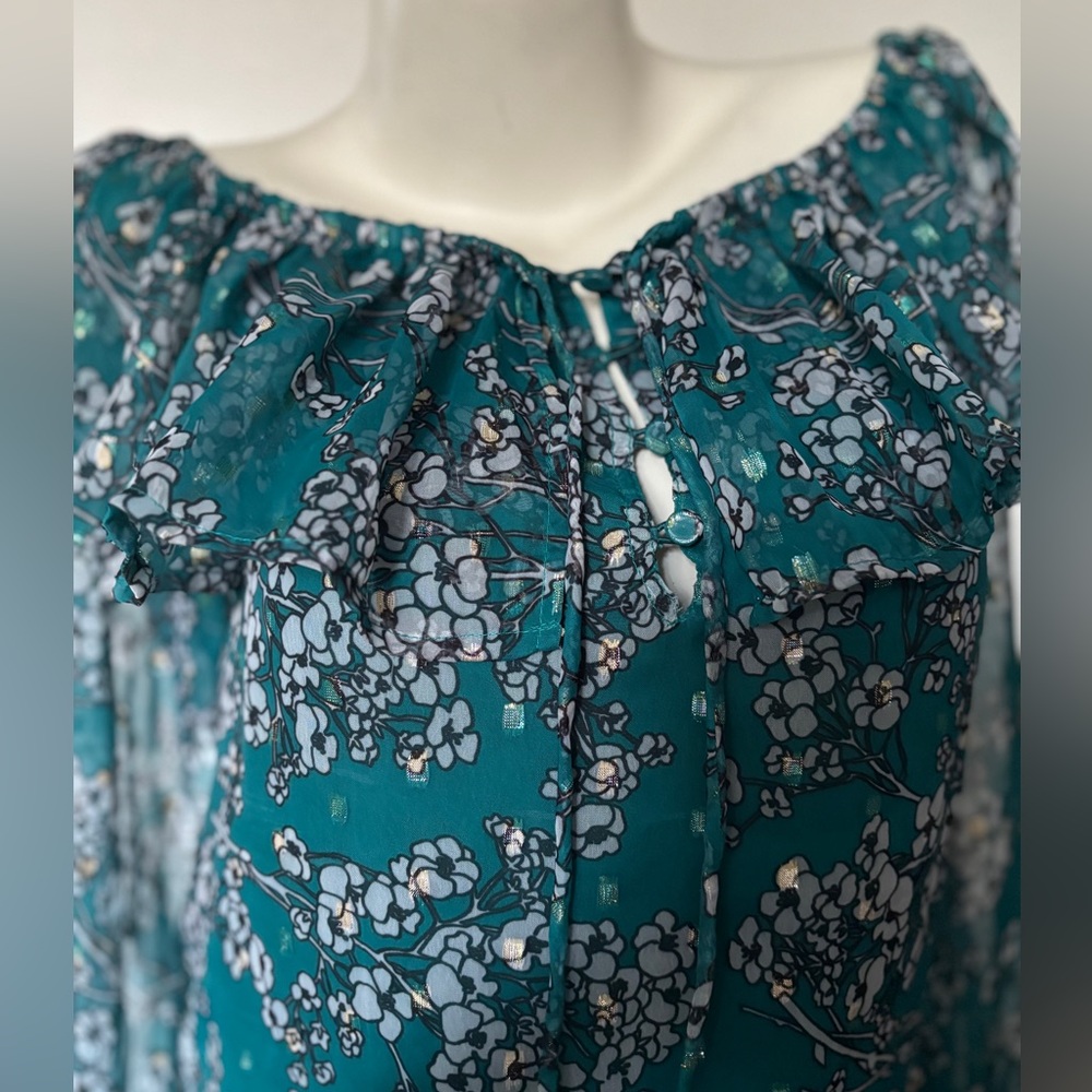 x REVOLVE Vada Bodysuit in Teal Floral Multi HOUSE OF HARLOW 1960 Like New SZ S - Picture 3 of 6